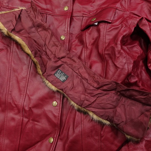 NWT TERRY LEWIS CLASSIC LUXURIES RED LEATHER COAT JACKET WOMENS SIZE M NEW! - Picture 6 of 11